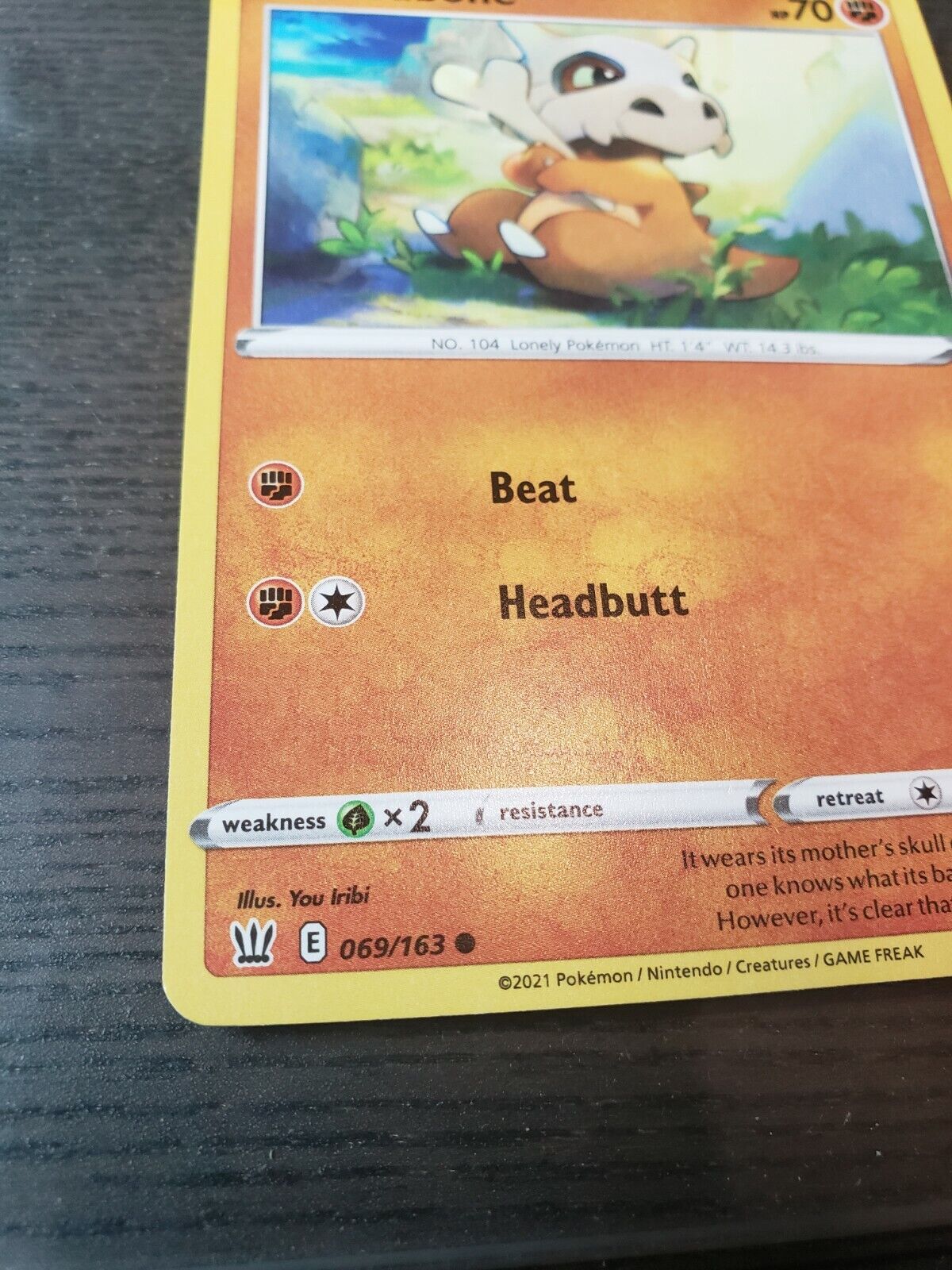 Pokémon TCG Battle Styles Cubone 69/163 Regular Common Card NM 2021