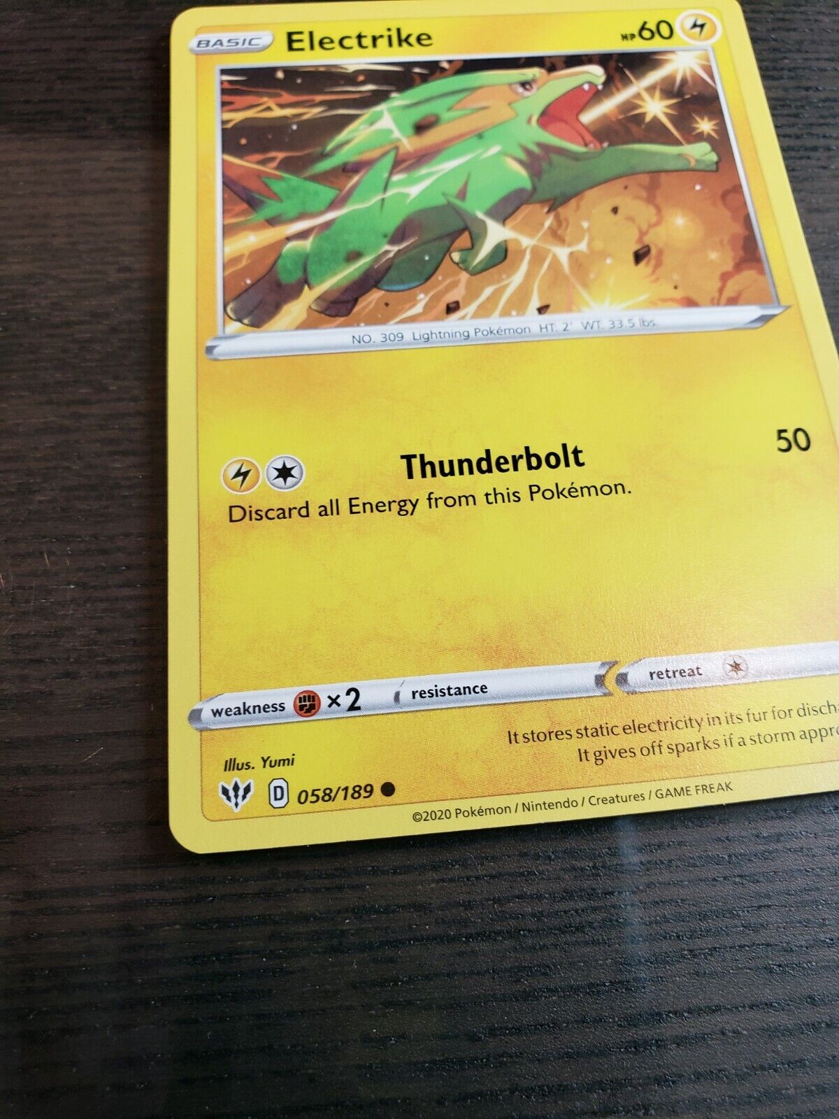 Electrike 58/189 S&S: Darkness Ablaze Common card NM Pokemon TCG 2020