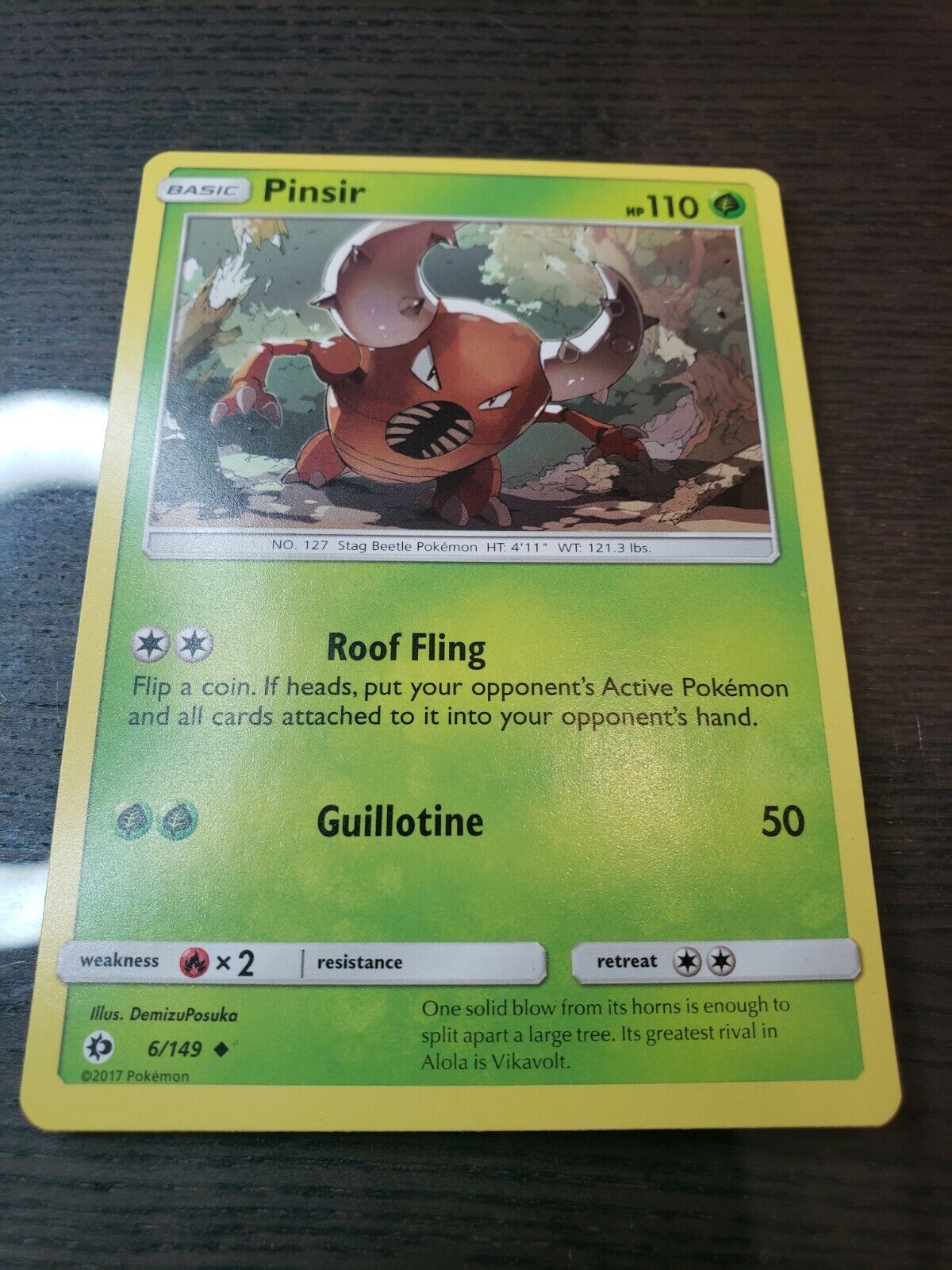 Pokemon TCG Sun And Moon Base Set Pinsir Uncommon Card 6/149 2017