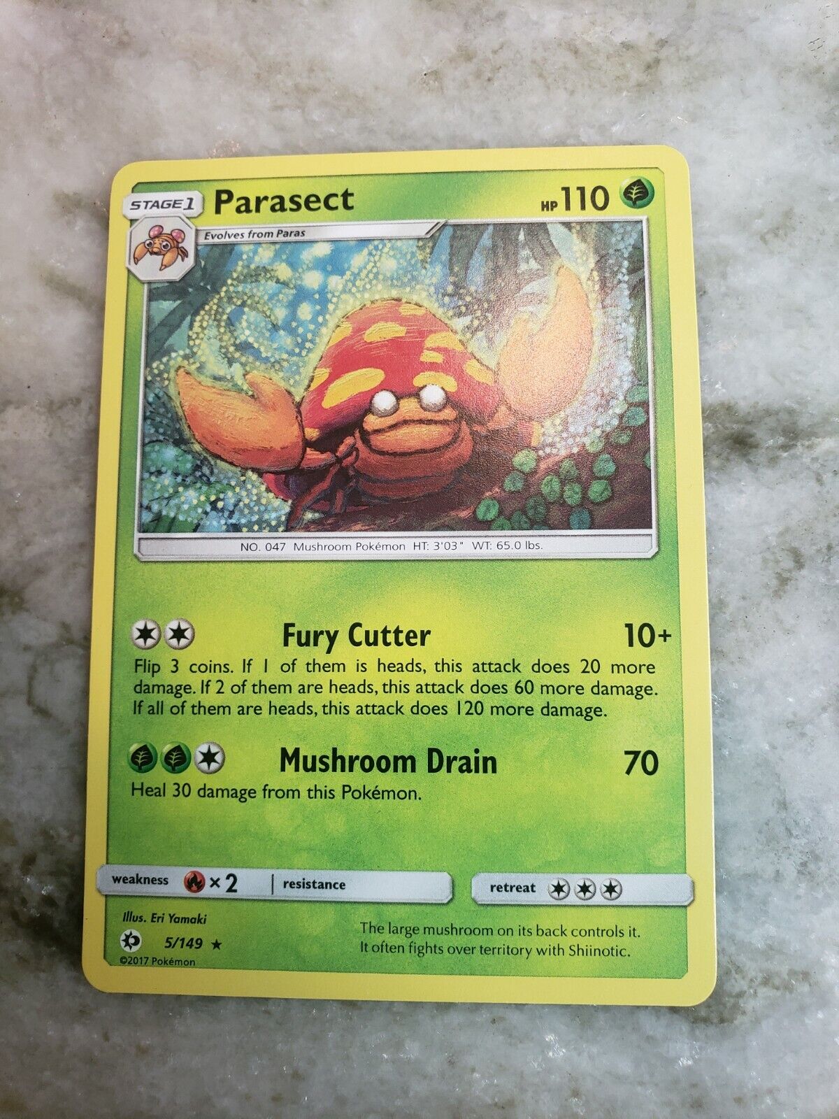 Pokémon TCG Sun and Moon Base Parasect 5/149 Regular Rare Card NM 2017