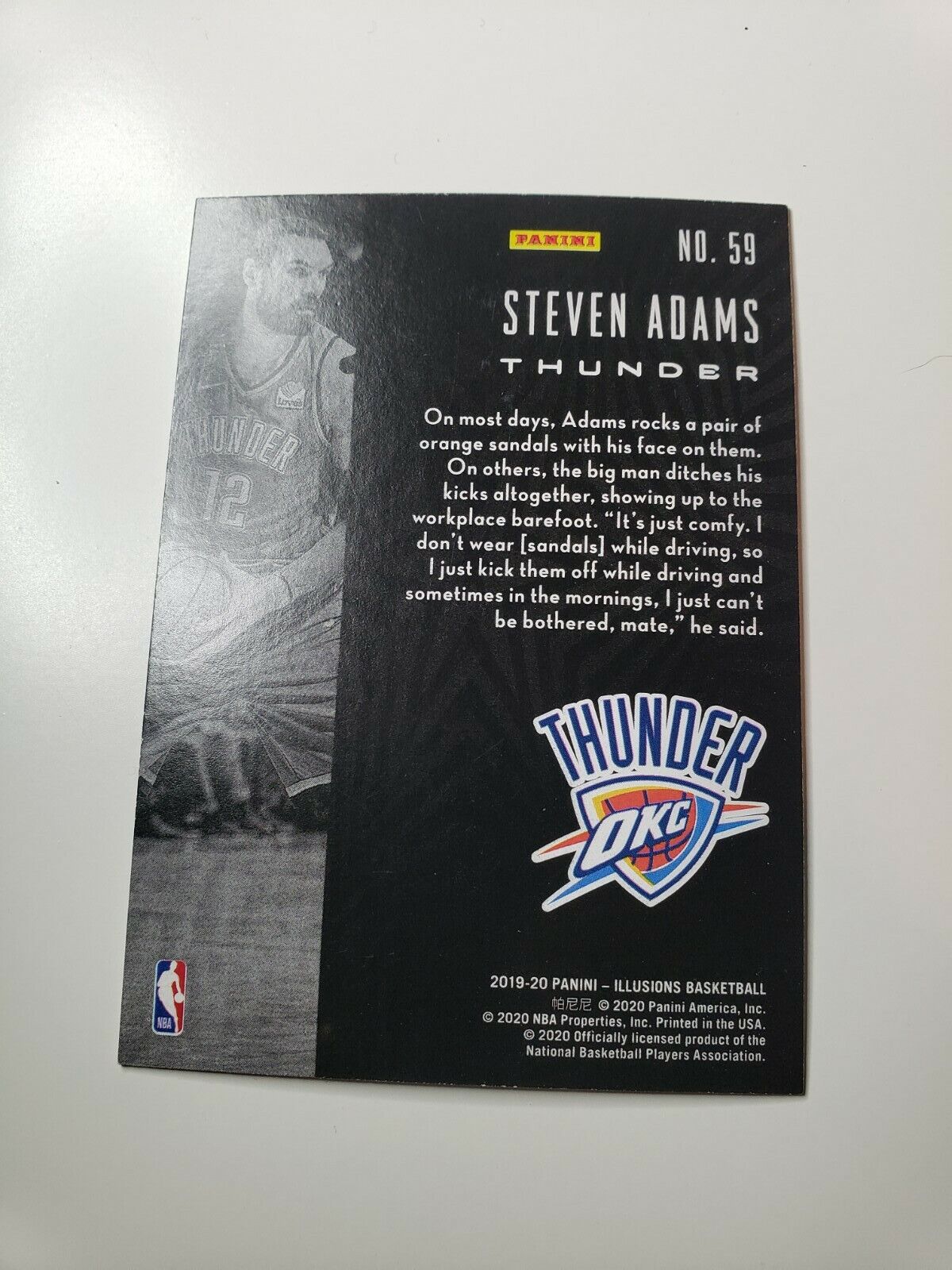 Steven Adams 2019-20 Panini Illusions Basketball OKC Thunder #59 base Card NBA