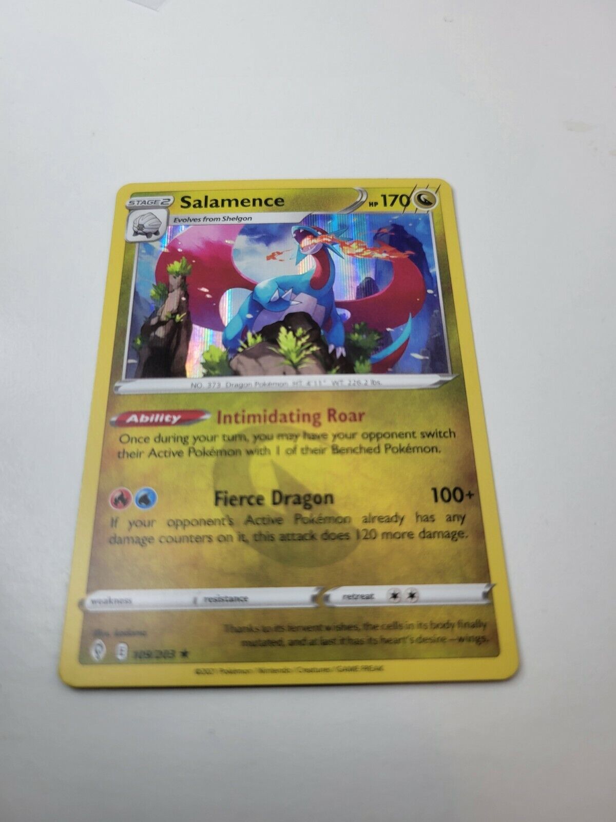 Pokémon TCG Salamence Evolving Skies 109/203 Holo Rare Card NM 2021