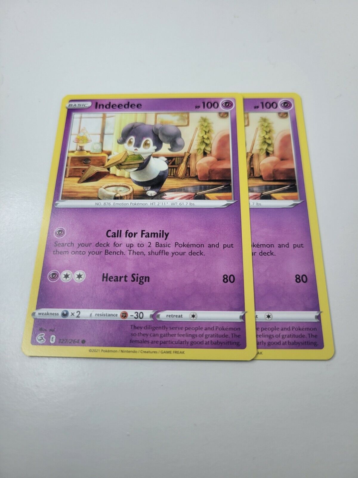 Pokémon TCG Indeedee Fusion Strike 127/264 Regular Common Card NM 2021