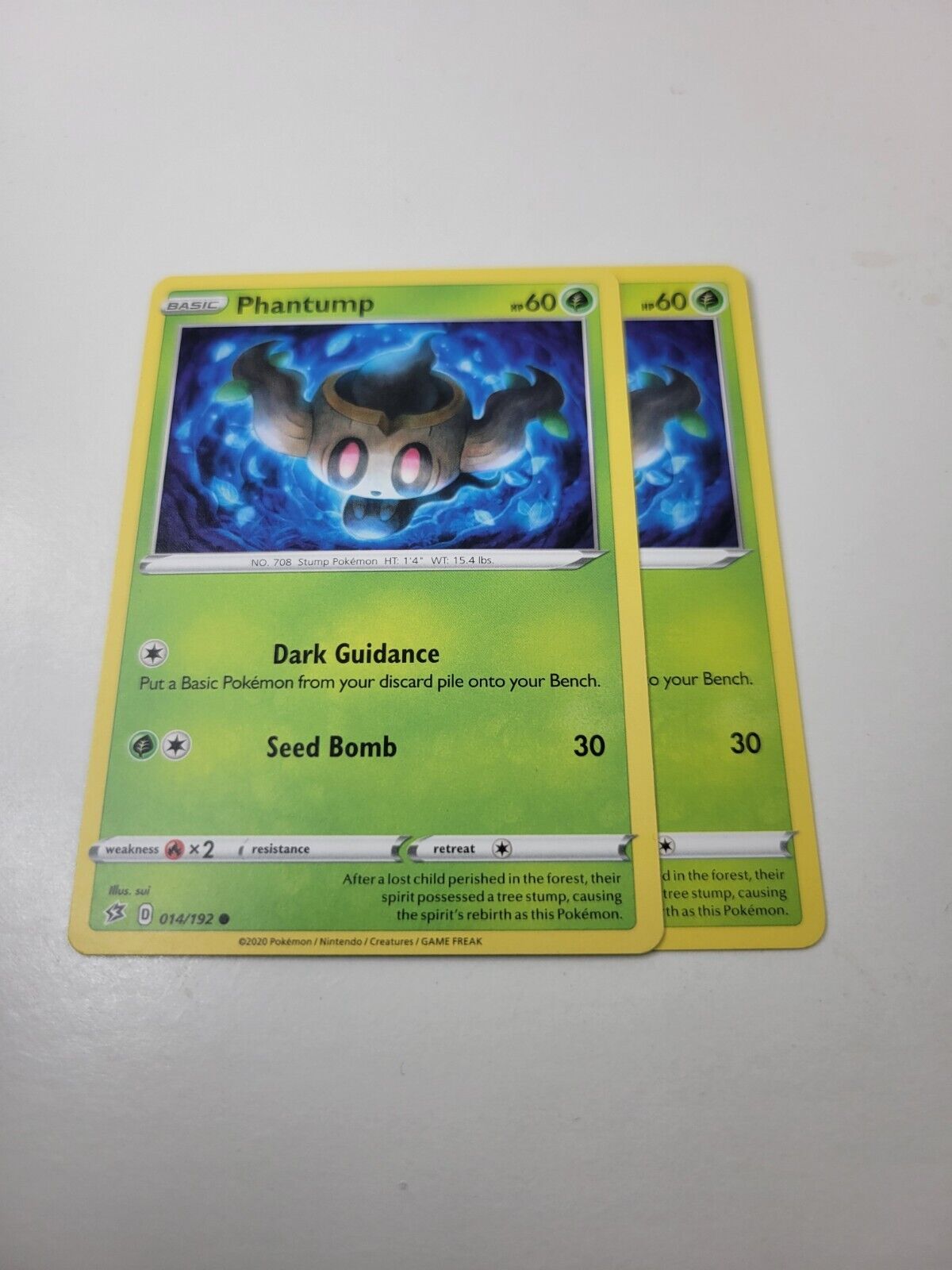 Pokémon TCG Phantump Rebel Clash 014/192 Regular Common Card NM 2020