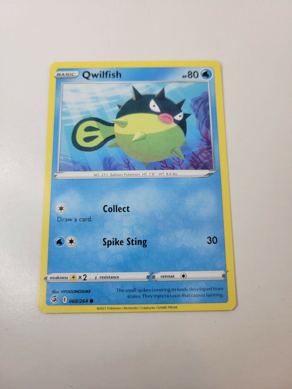 Pokémon TCG Qwilfish Fusion Strike 060/264 Regular Common Card NM 2021
