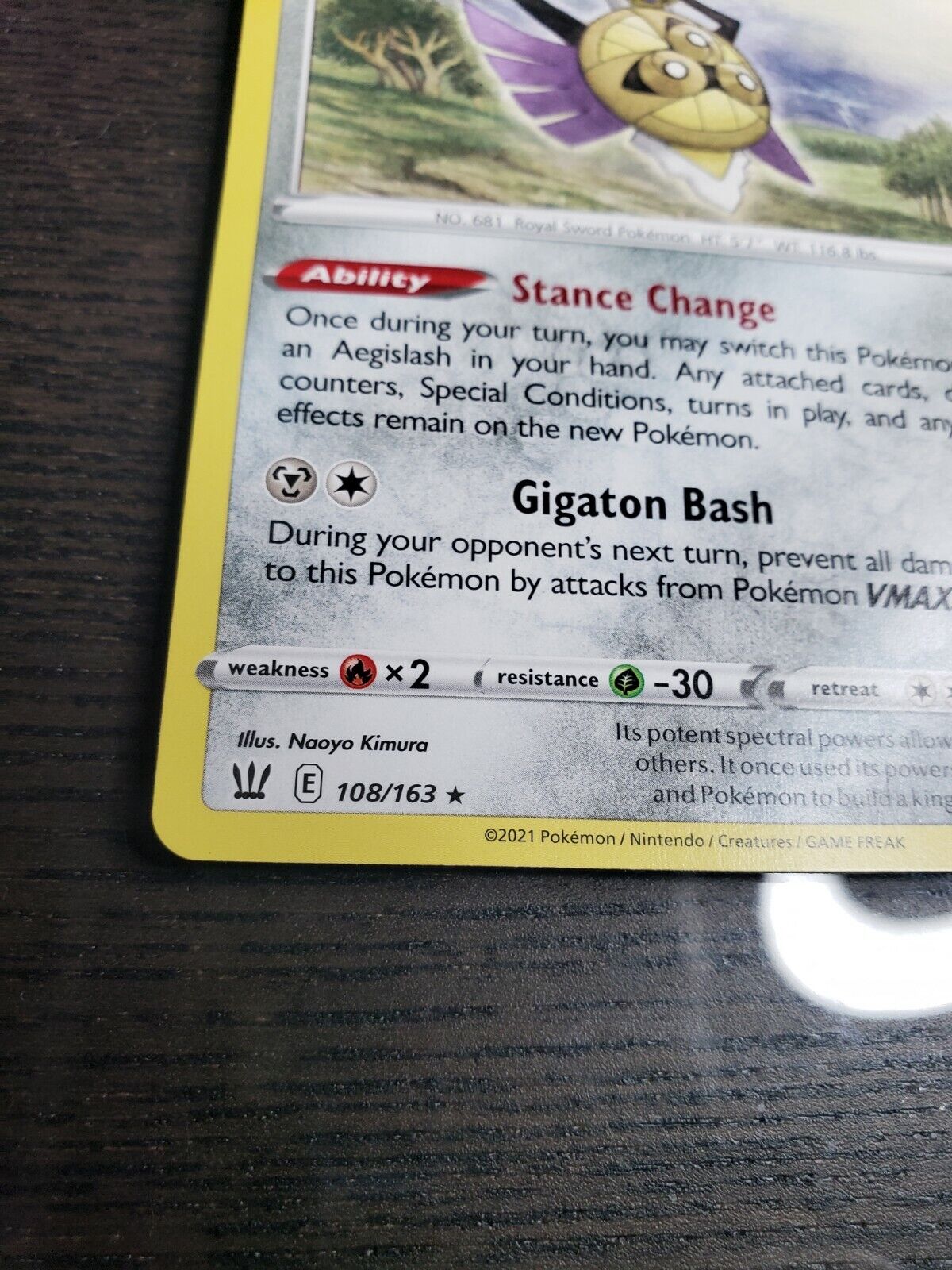 AEGISLASH 1x 108/163 Rare Pokemon Sword & Shield Battle Styles Non-Holo NM