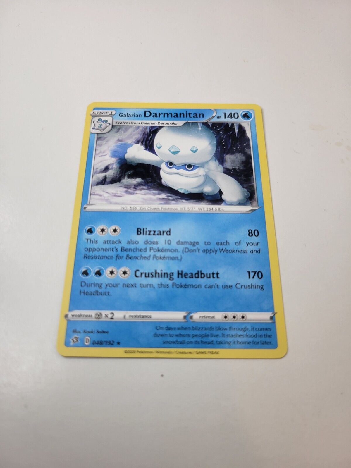 Pokémon TCG Galarian Darmanitan Rebel Clash 048/192 Regular Rare Card NM 2020