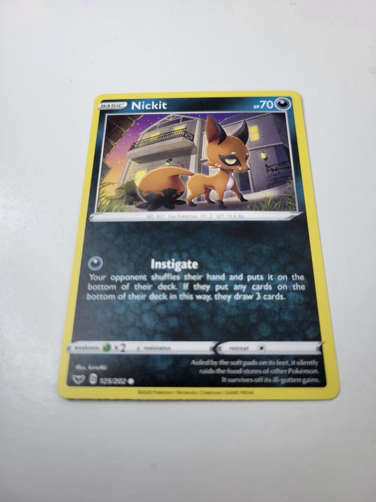 Pokémon TCG Nickit Sword & Shield Base Set 125/202 Regular Common Card NM 2020