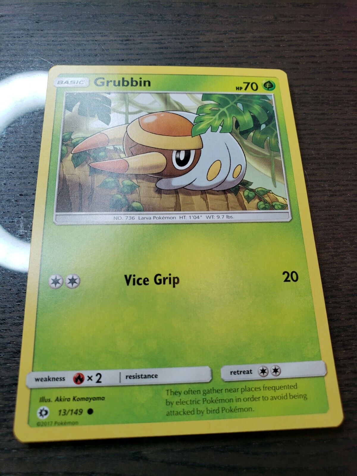 Pokemon TCG Sun And Moon Base Set Grubbin Common Card 13/149 2017 NM