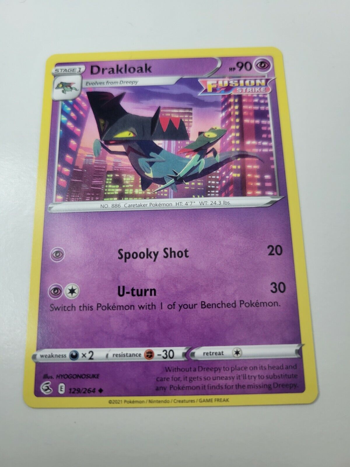 Pokémon TCG Drakloak Fusion Strike 129/264 Regular Uncommon Card NM 2021