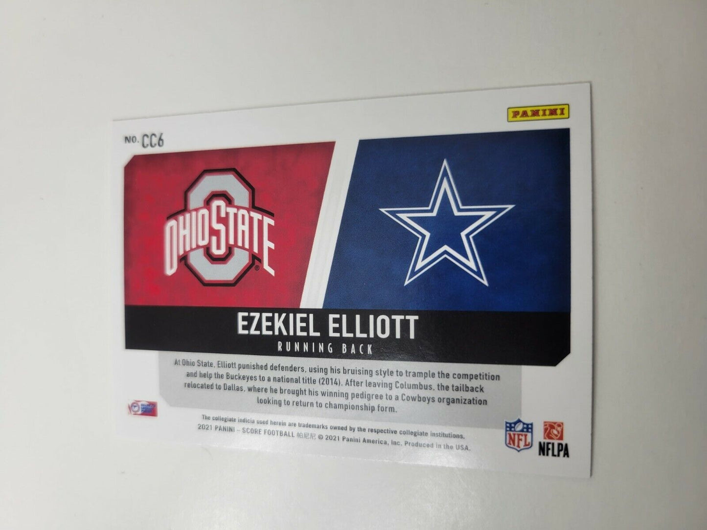 Ezekiel Elliott 2021 Panini Score Collegiate Champions Insert #CC6 | Cowboys OSU