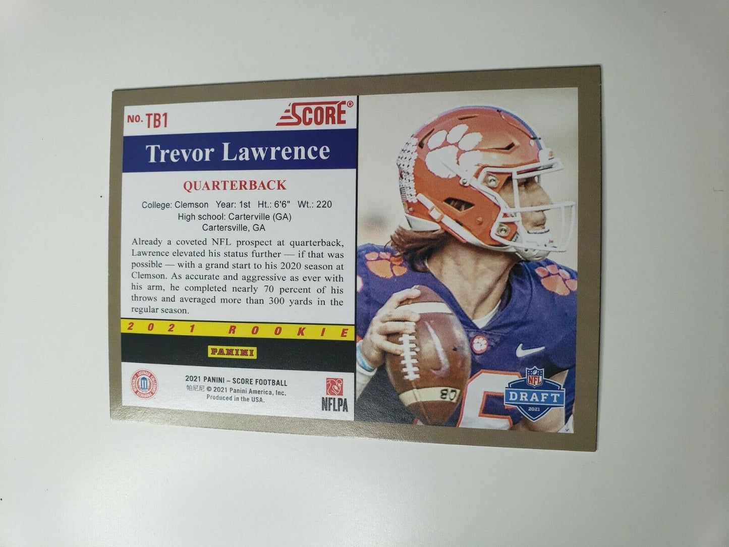 2021 Panini Score Football Trevor Lawrence 91 Throwback SSP RC TB1 Jax Jaguars