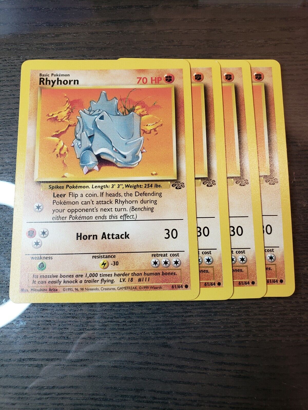1999 Rhyhorn, Pokemon Jungle Set, 61/64, common card WOTC