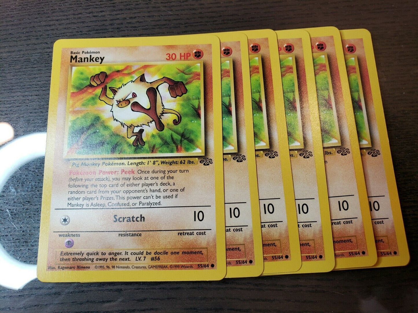 Pokémon TCG Mankey Regular CommonCard WOTC Jungle Set 55/64 LP