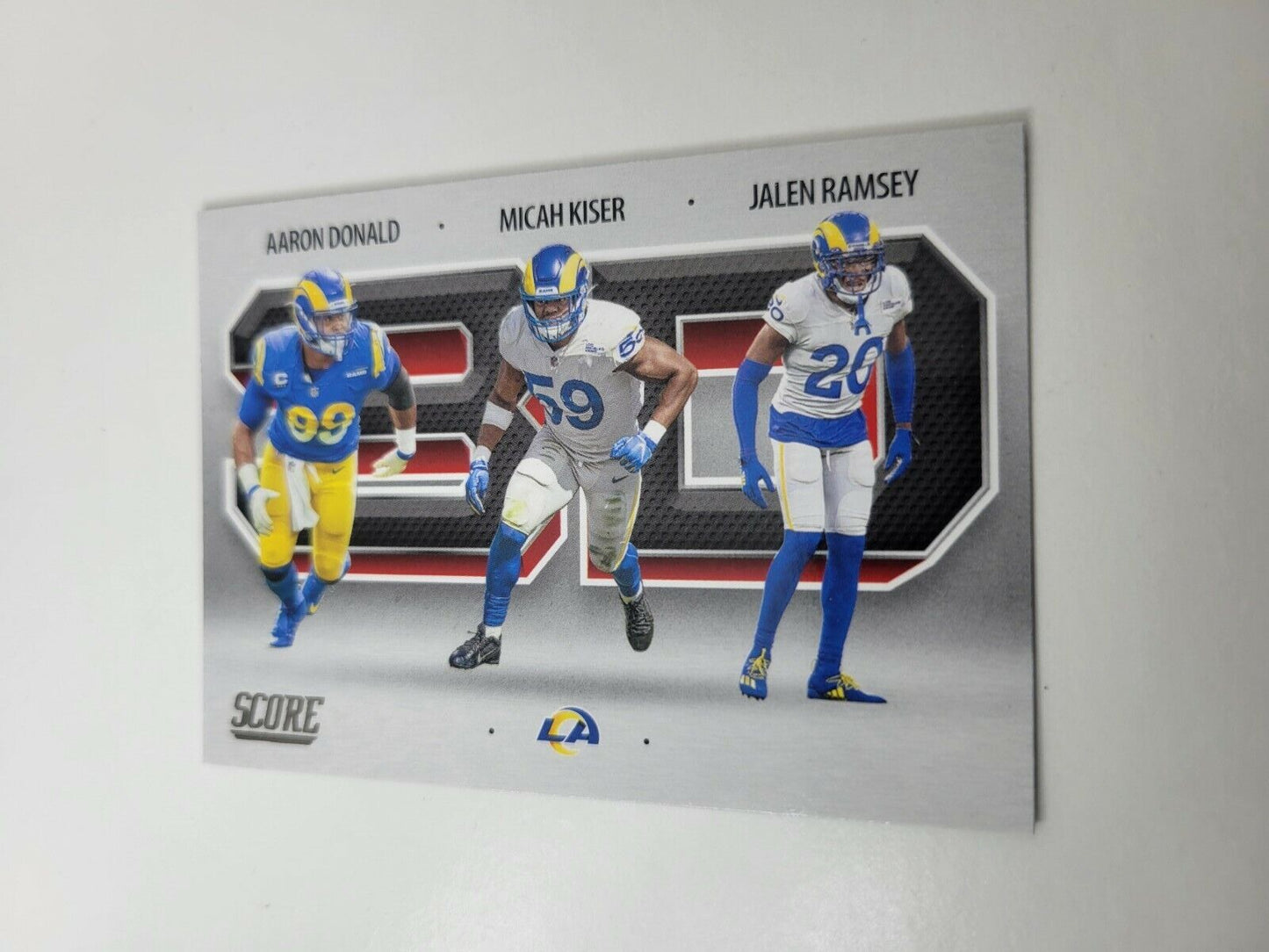 2021 Panini Score 3D Aaron Donald-Jalen Ramsey-Micah Kiser #3D8 LA Rams