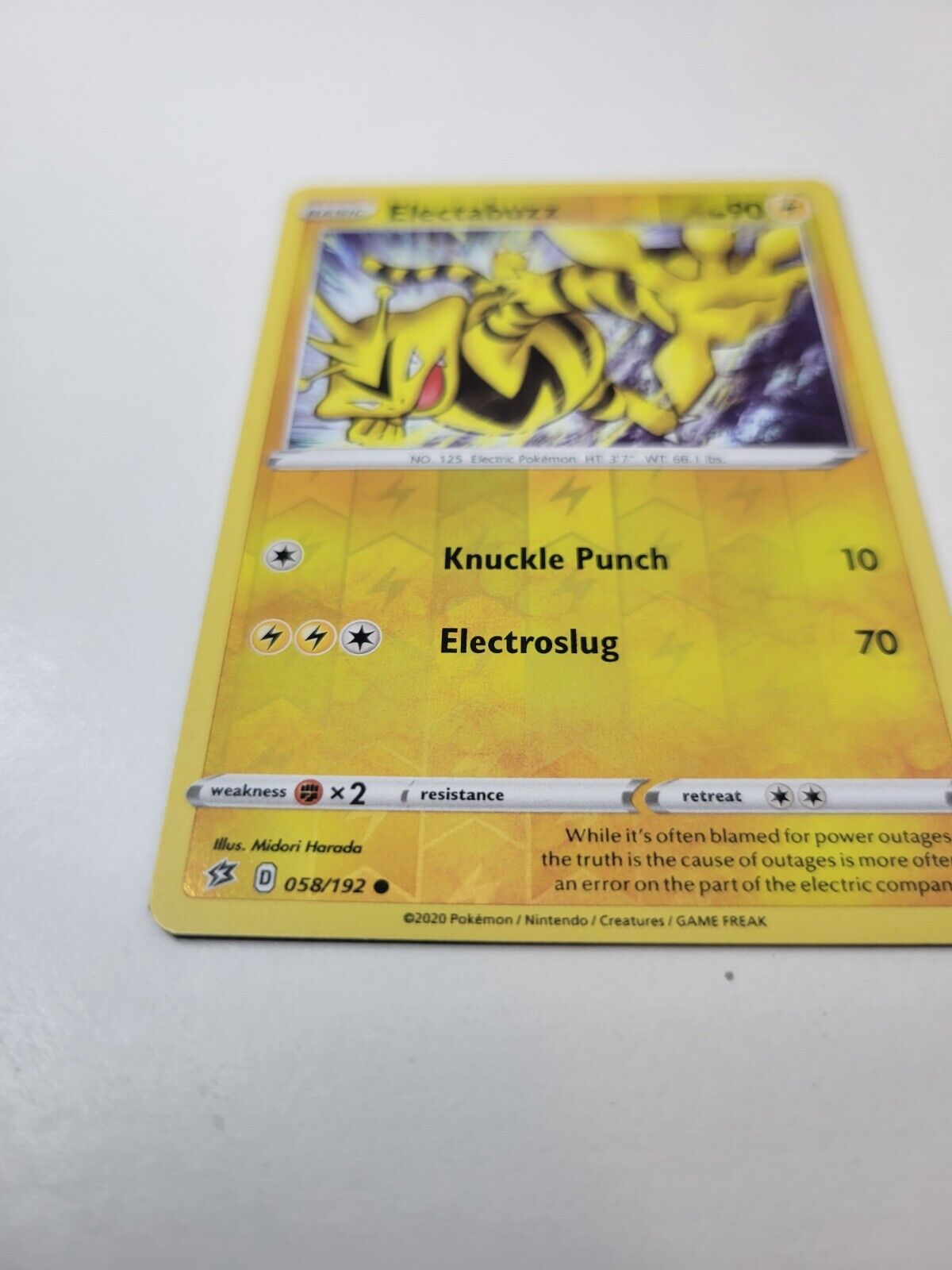 Pokémon TCG Electabuzz Rebel Clash 058/192 Reverse Holo Common Card NM 2020