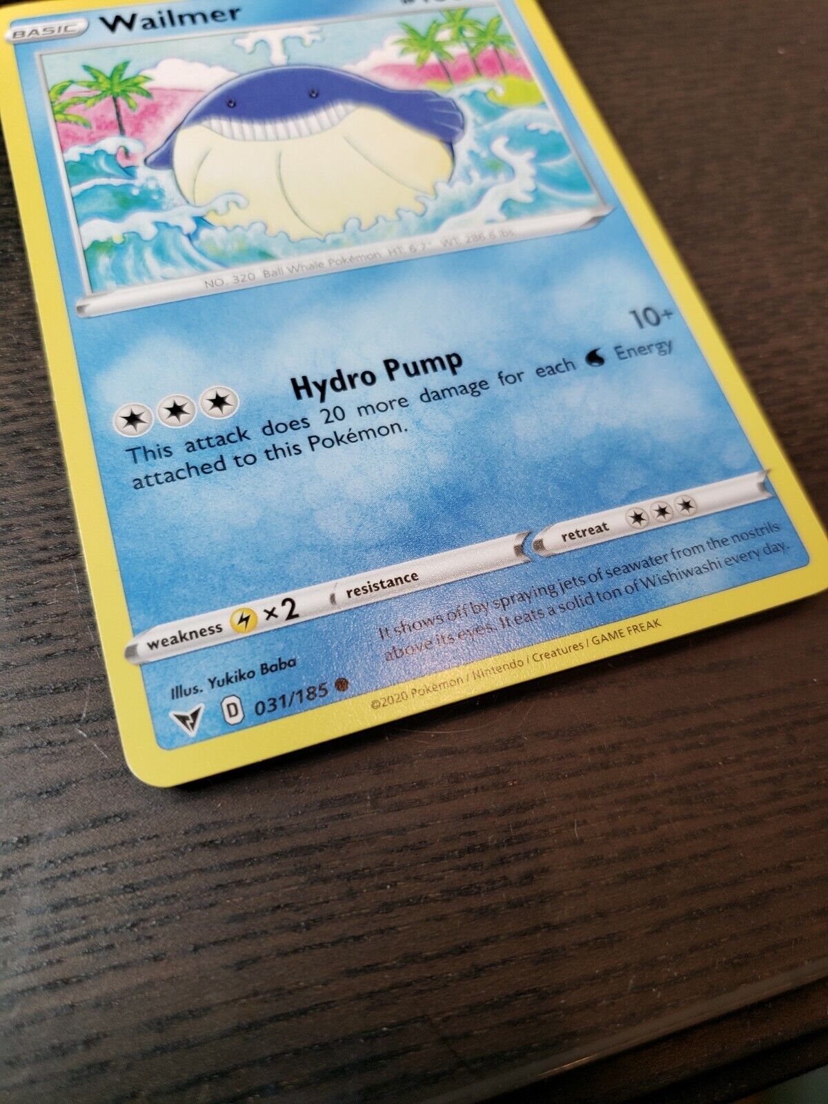 Wailmer 031/185 Regular Common Card Pokemon TCG Vivid Voltage NM 2020