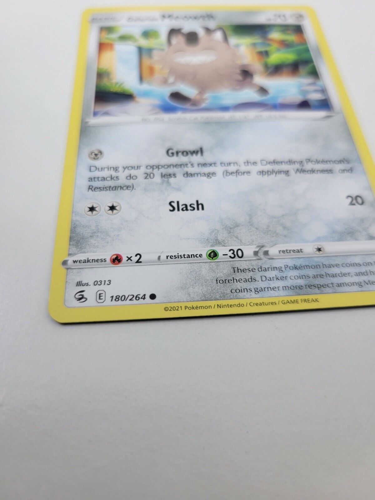 Pokémon TCG Galarian Meowth Fusion Strike 180/264 Regular Common Card NM 2021