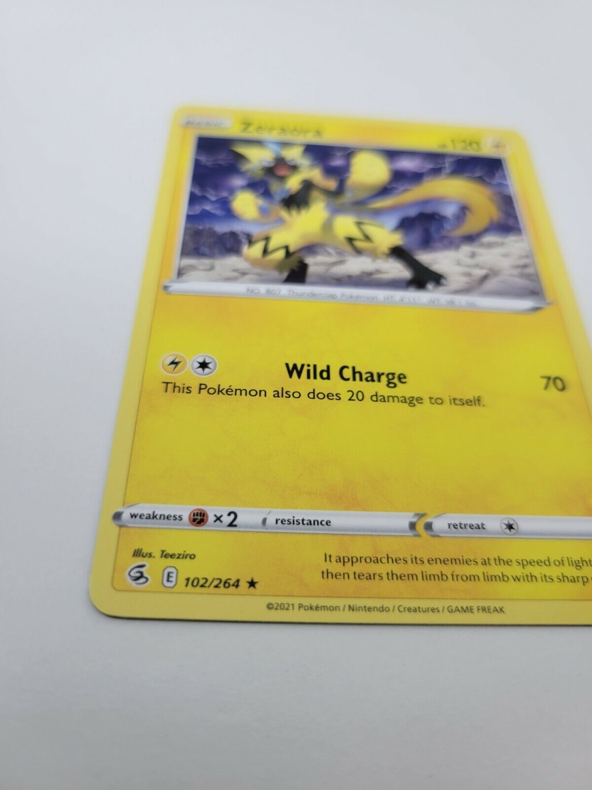 Pokémon TCG Zeraora Fusion Strike 102/264 Regular Rare Card NM 2021