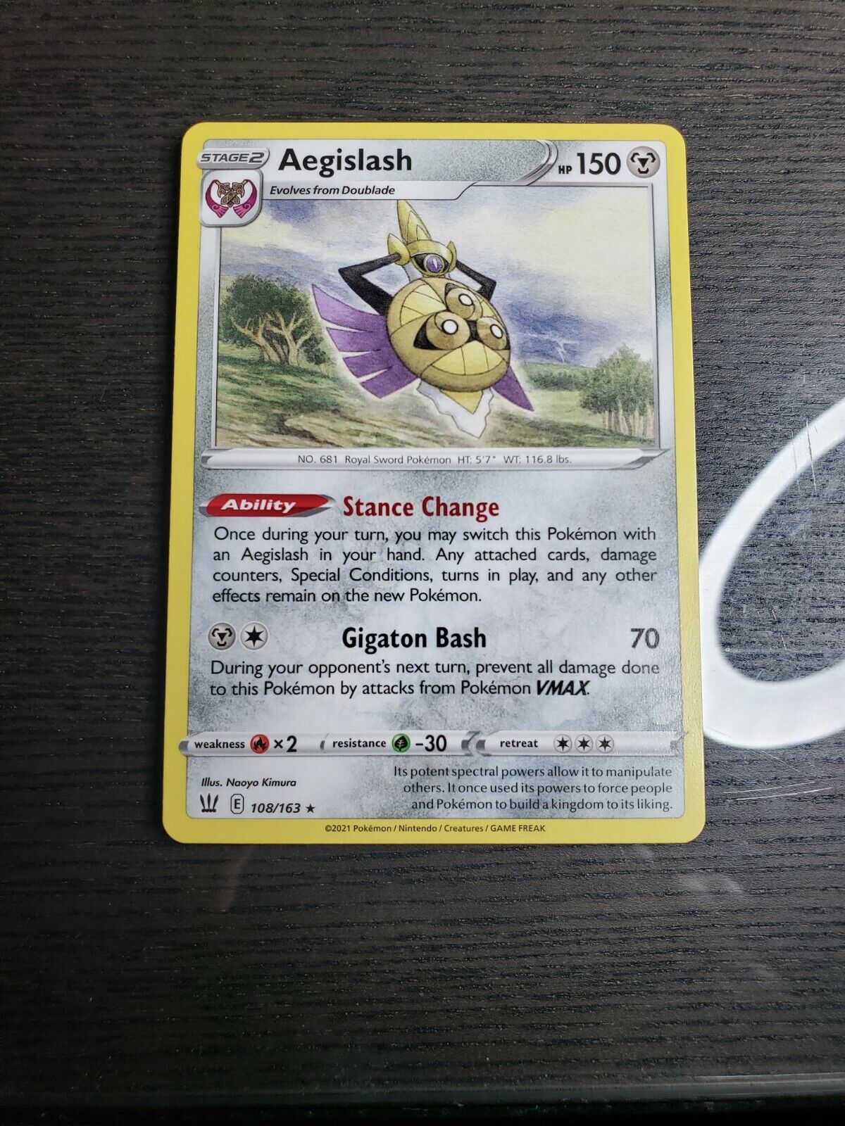 AEGISLASH 1x 108/163 Rare Pokemon Sword & Shield Battle Styles Non-Holo NM
