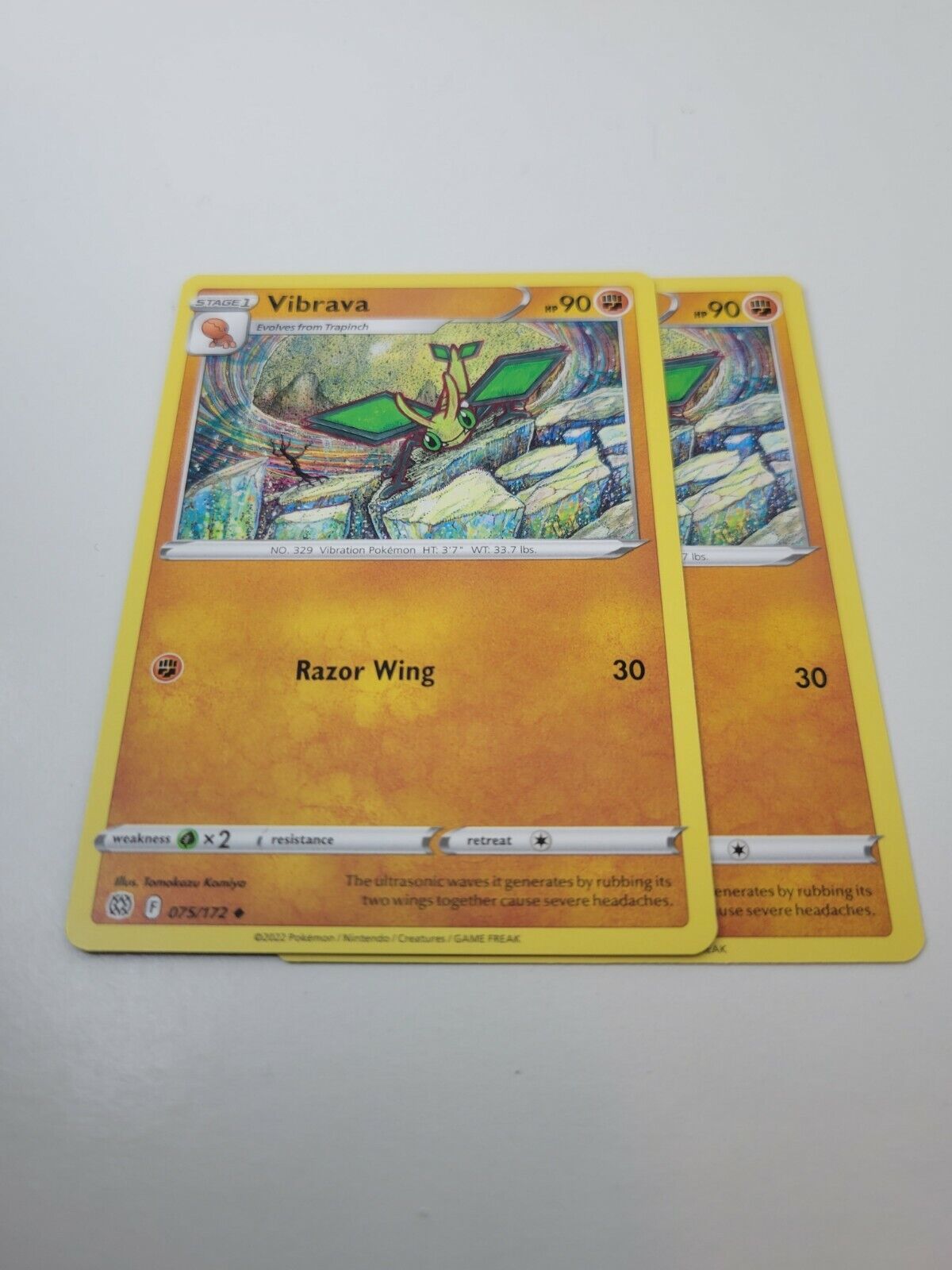 Pokemon TCG Brilliant Stars Vibrava 75/172 Regular Uncommon Card NM 2022