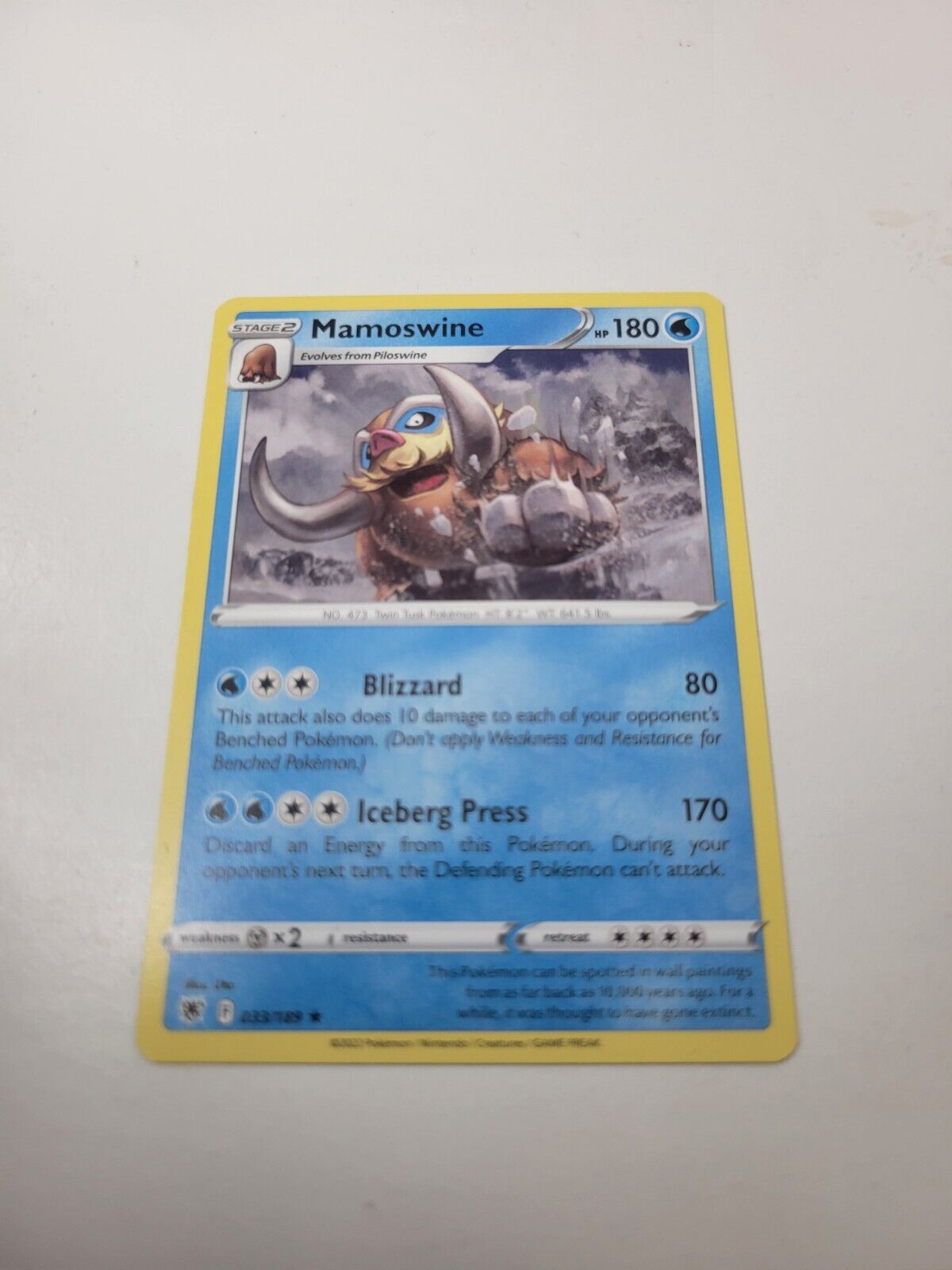 Pokémon TCG Astral Radiance Mamoswine 033/189 Regular Rare Card NM 2022