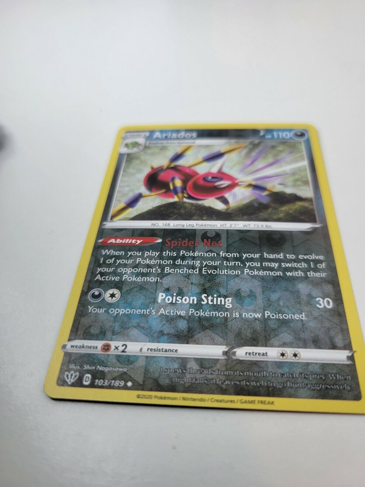Pokémon TCG Ariados Darkness Ablaze 103/189 Reverse Holo Uncommon Card NM 2020