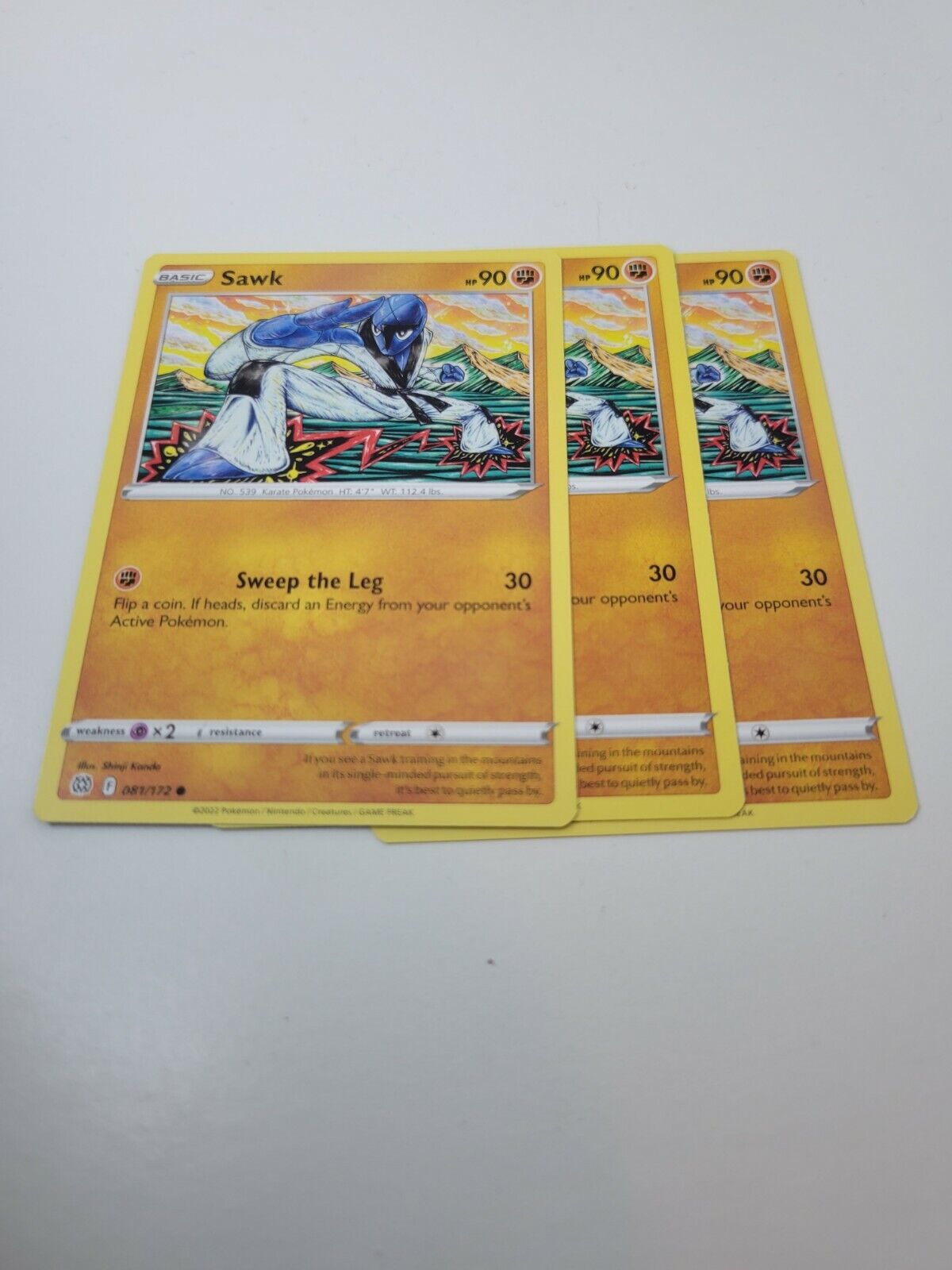 Pokémon TCG Brilliant Stars Sawk 81/172 Regular Common Card NM 2022