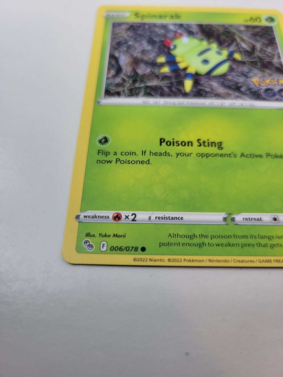 Pokémon TCG Spinarak Pokémon Go 006/78 Regular Common Card NM 2022