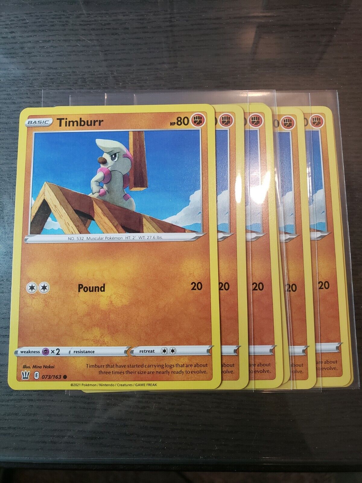 Pokemon TCG S&S Battle Styles Timburr 073/163 Regular Common Card NM 2021