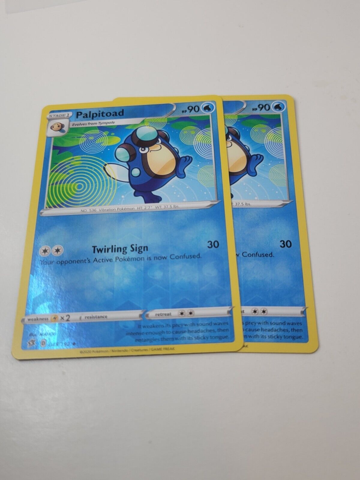 Pokémon TCG Palpitoad Rebel Clash 045/192 Reverse Holo Uncommon Card NM 2020