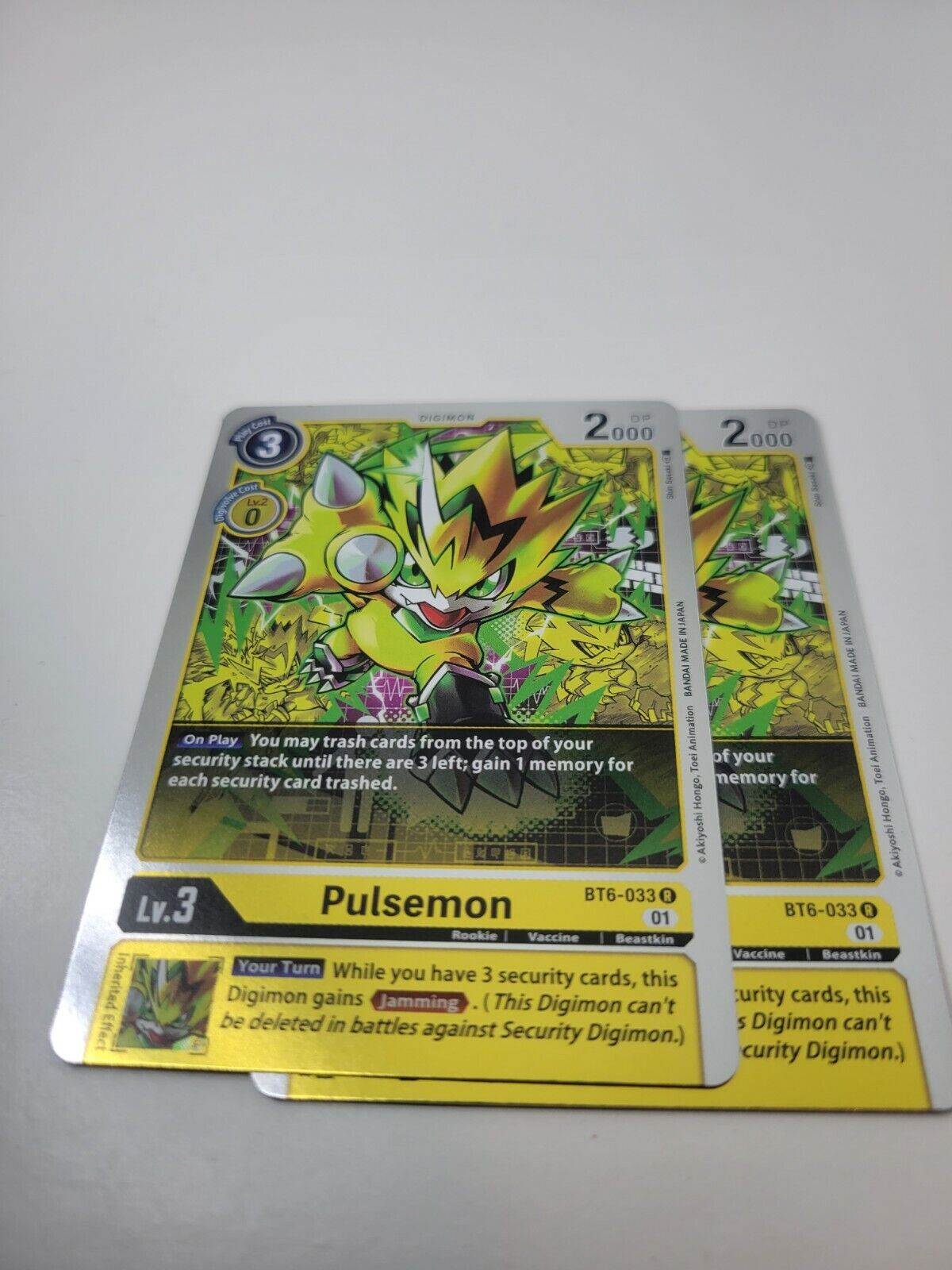 YELLOW Pulsemon BT6-033 Holo Digimon CCG Card Double Diamond English NM 2021