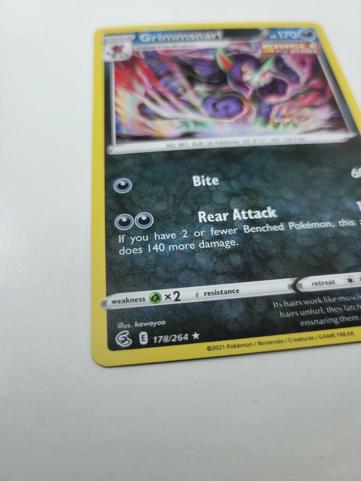 Pokémon TCG Grimmsnarl Fusion Strike 178/264 Holo Rare card NM 2021