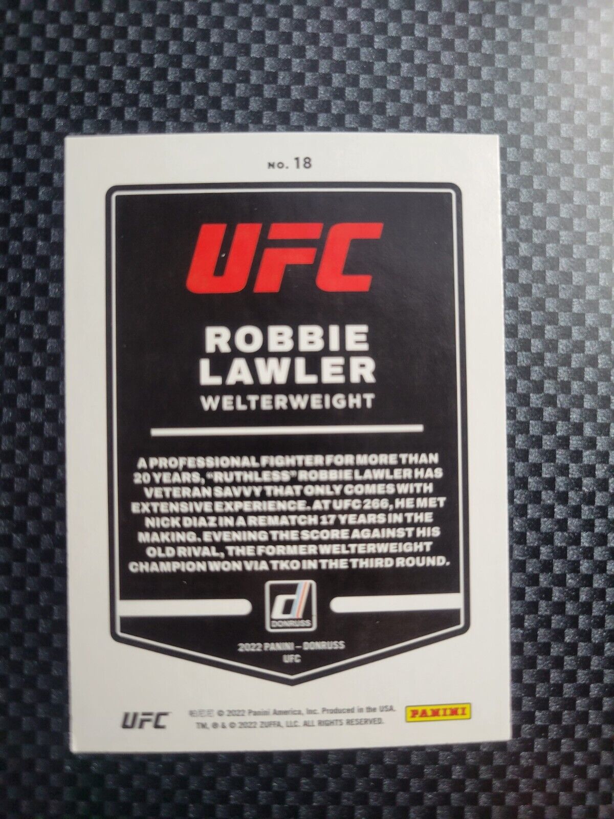 2022 Panini Donruss UFC Base #18 Robbie Lawler MMA Welterweight NM
