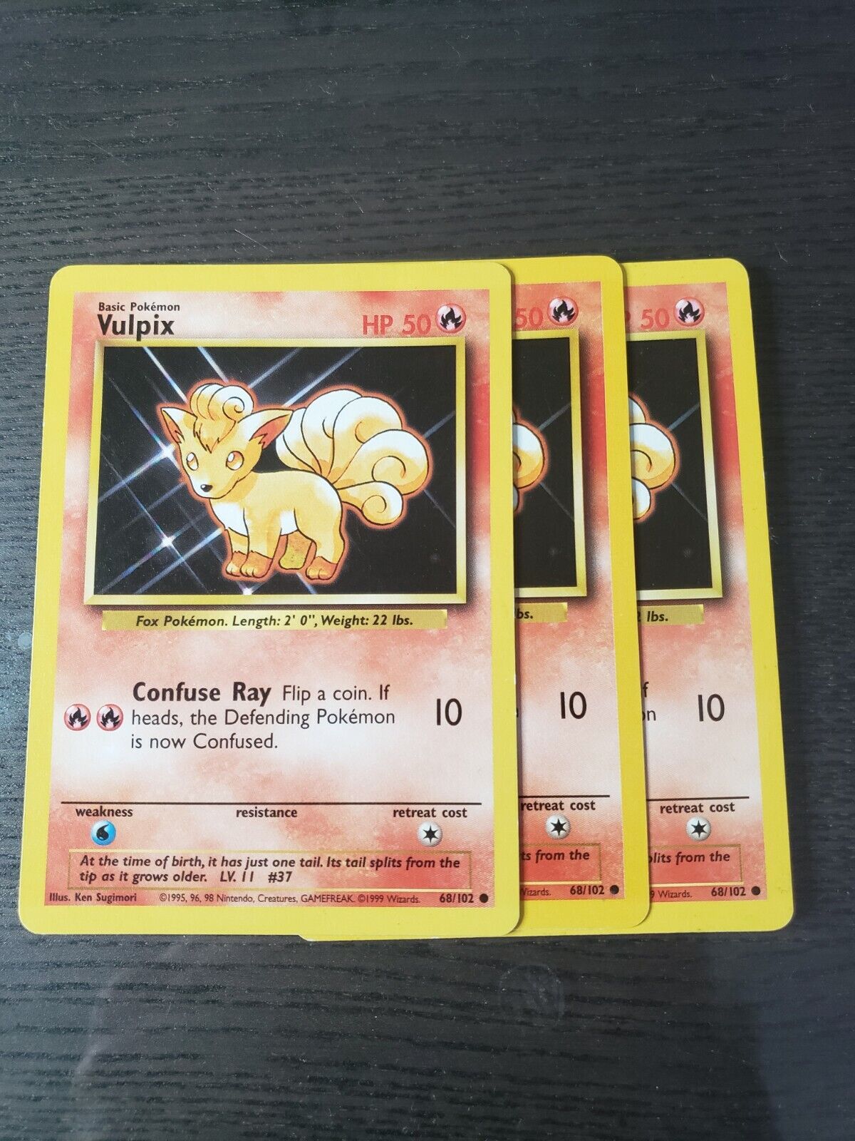 Pokémon TCG Base Set Vulpix 68/102 Regular Common Card LP 1999 WOTC