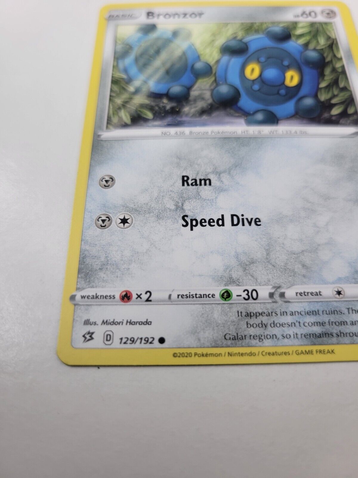 Pokémon TCG Bronzor Rebel Clash 129/192 Regular Common Card NM 2020