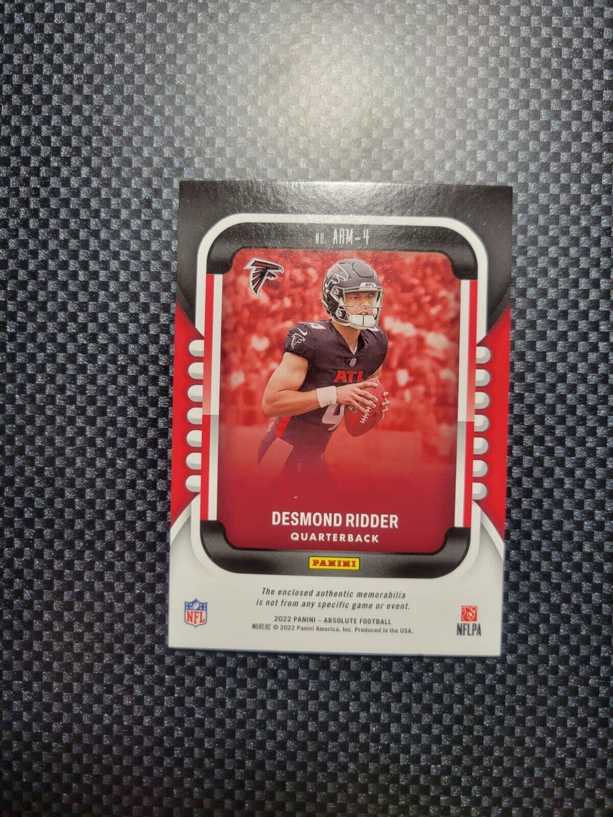2022 Panini Absolute NFL | Desmond Ridder #ARM-4 Rookie RC Patch Card