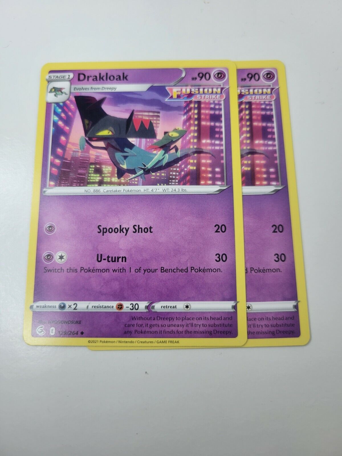Pokémon TCG Drakloak Fusion Strike 129/264 Regular Uncommon Card NM 2021