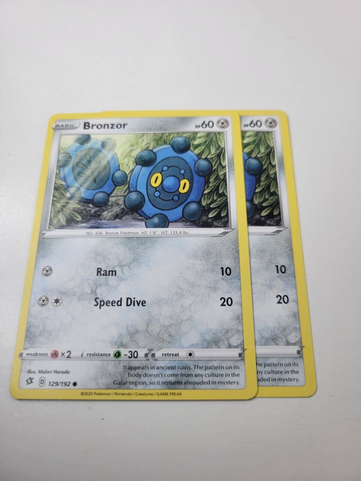 Pokémon TCG Bronzor Rebel Clash 129/192 Regular Common Card NM 2020