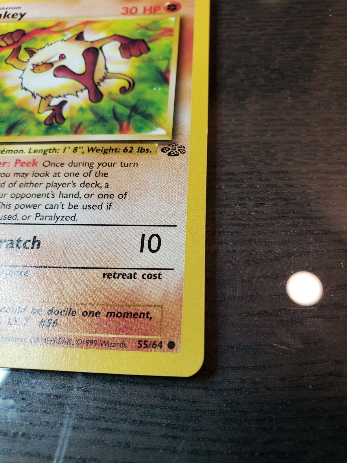 Pokémon TCG Mankey Regular CommonCard WOTC Jungle Set 55/64 LP