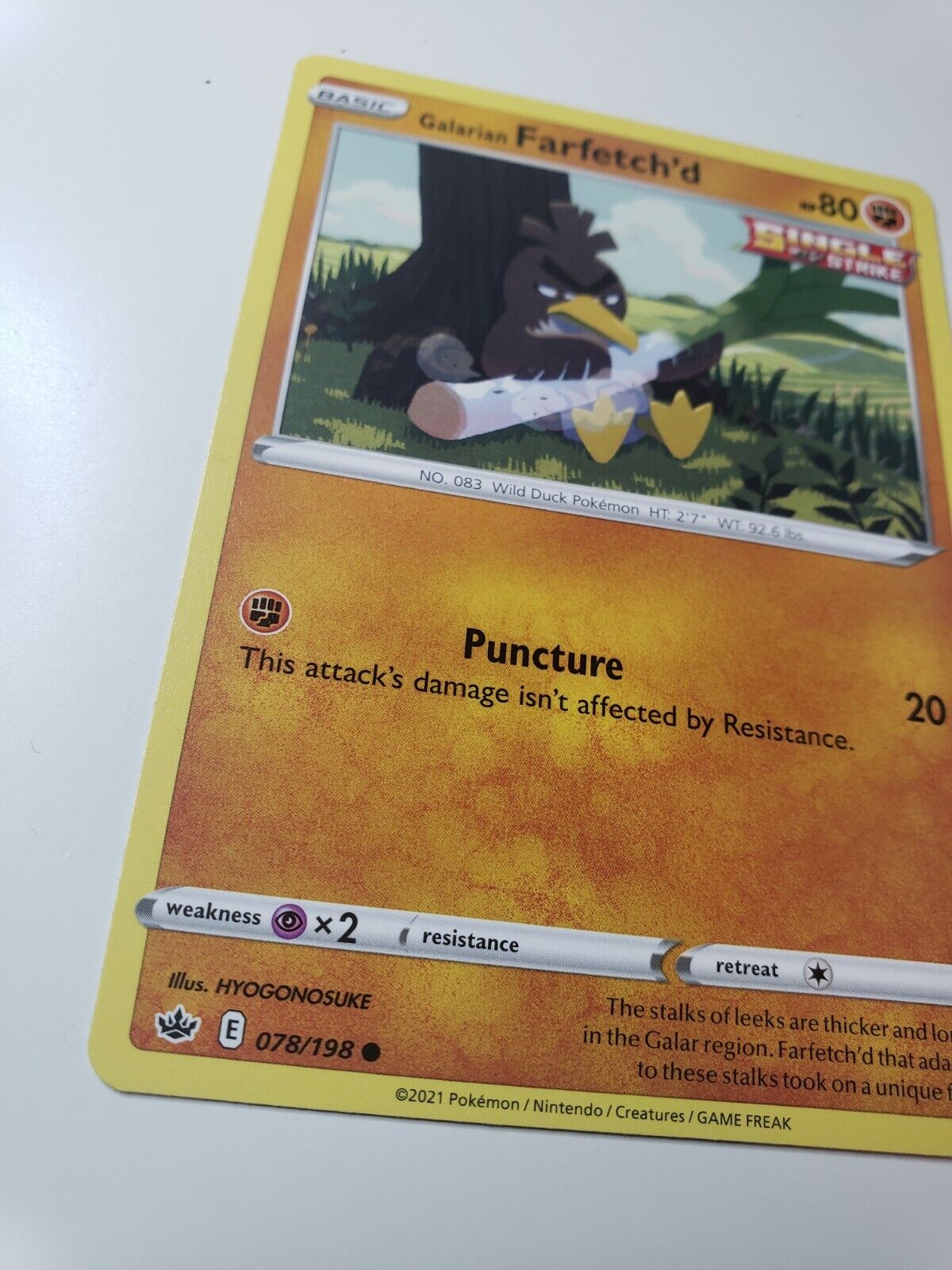 Pokémon TCG Galarian Farfetch'd Chilling Reign 078/198 Regular Common