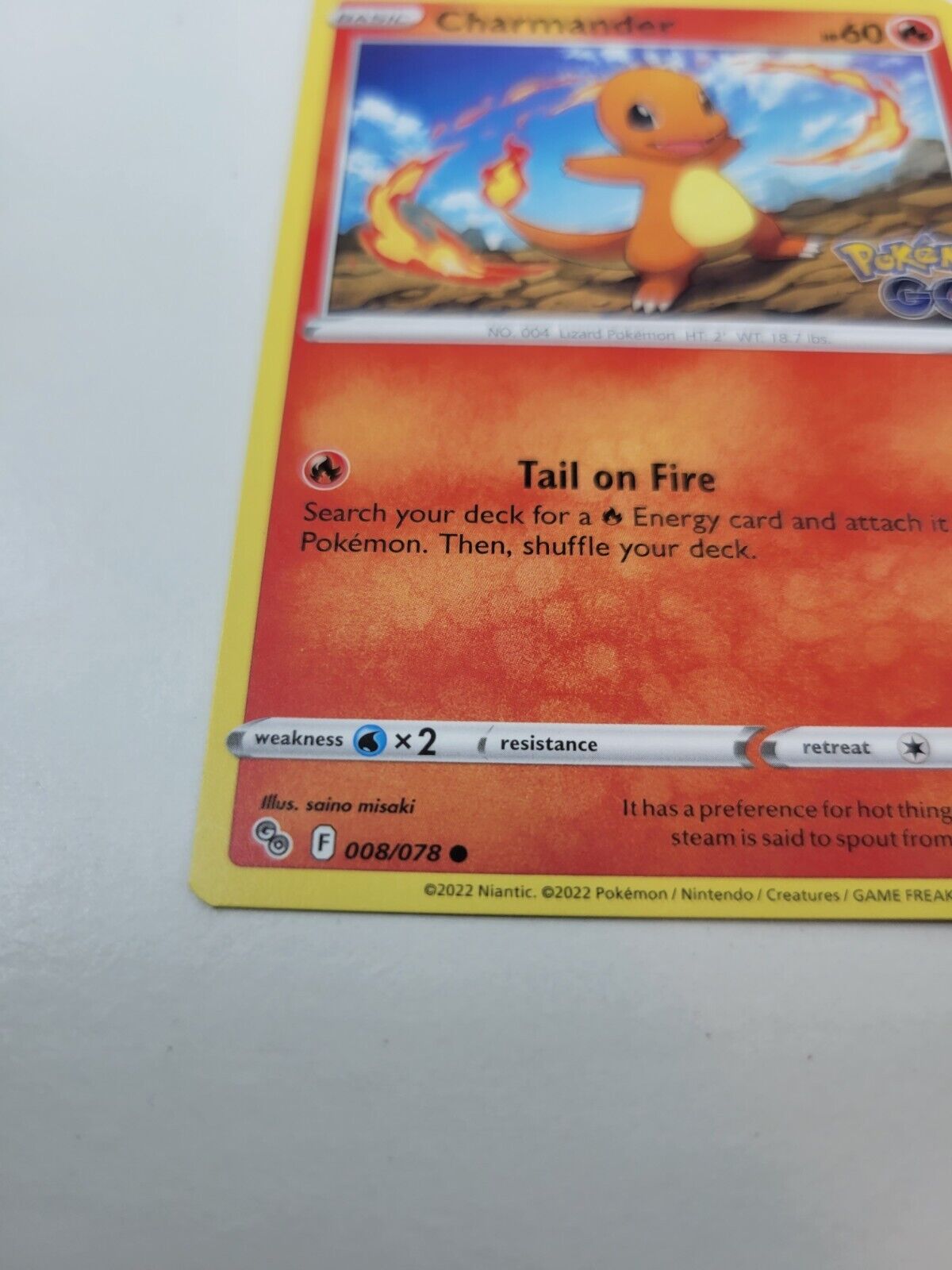 Pokémon TCG Charmander Pokemon GO 008/078 Regular Common Card NM 2022