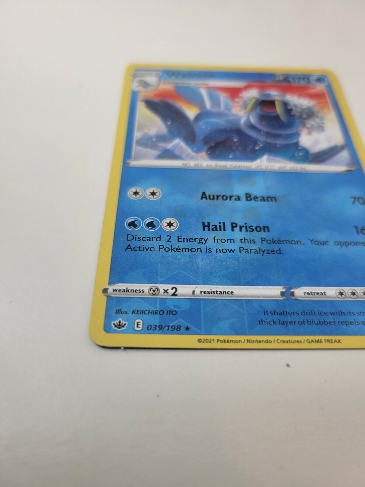 Pokémon TCG Walrein Chilling Reign 039/198 Reverse Holo Rare Card NM 2021