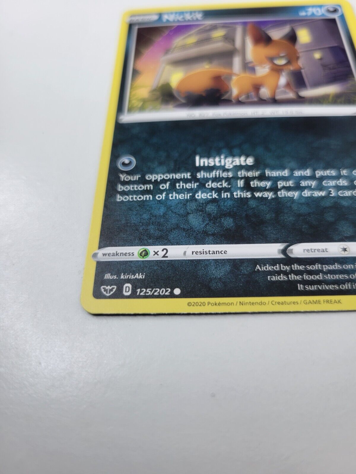 Pokémon TCG Nickit Sword & Shield Base Set 125/202 Regular Common Card NM 2020
