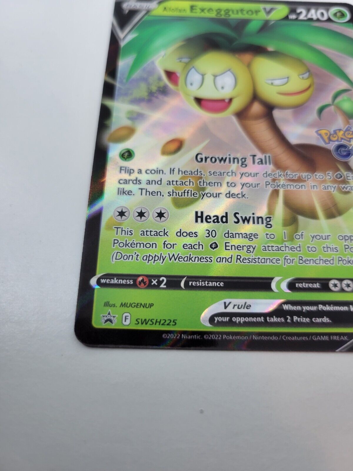 Pokémon TCG Pokémon GO Alolan Exeggutor V SWSH225 Full Art Black Star Promo NM