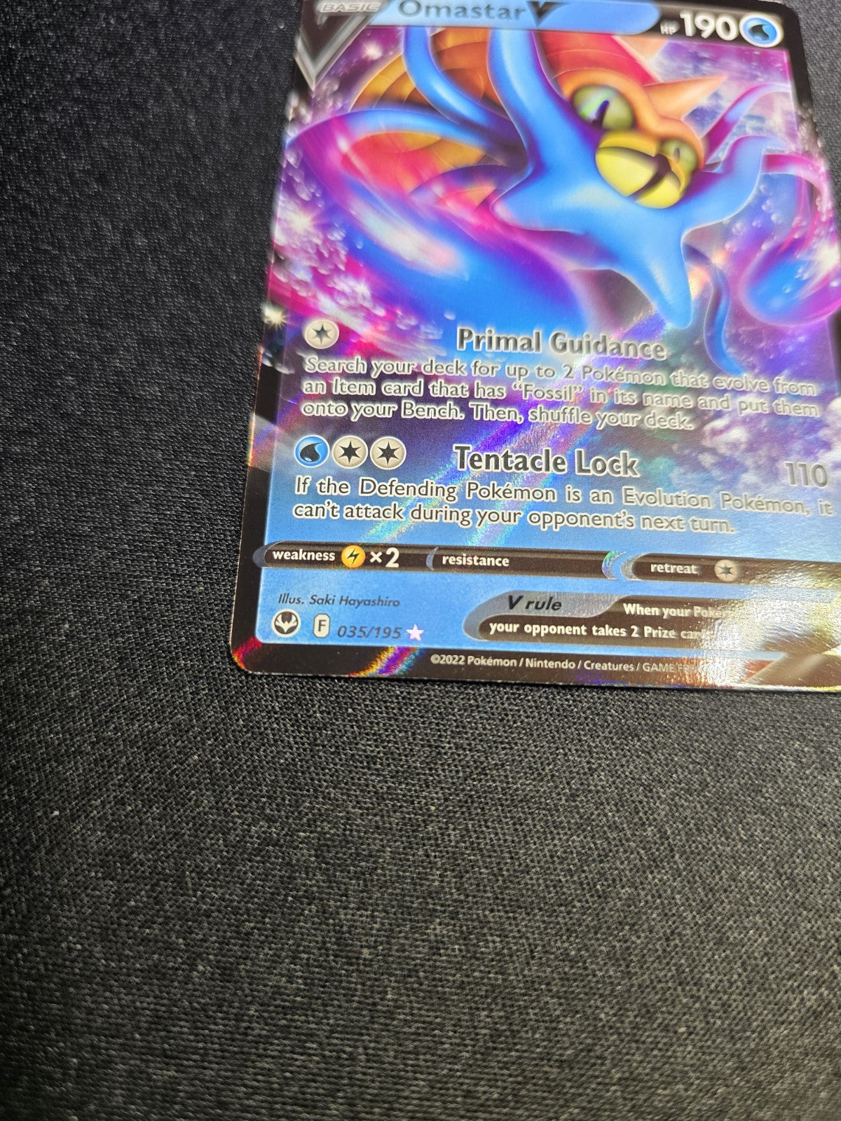 Omastar V 035/195 Pokemon TCG Silver Tempest NM Ultra Rare Full Art Card 2022