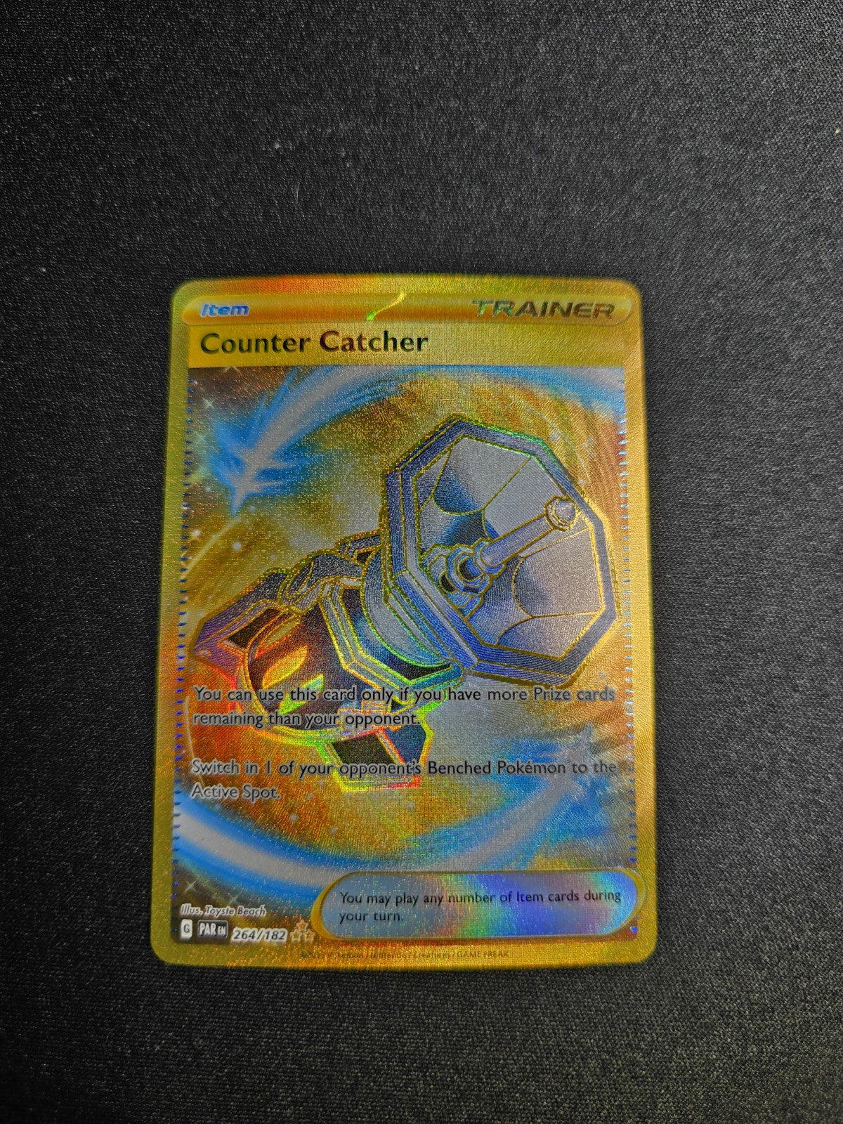 Pokémon TCG Counter Catcher 264/182 Hyper Rare Gold Trainer Card Paradox Rift NM