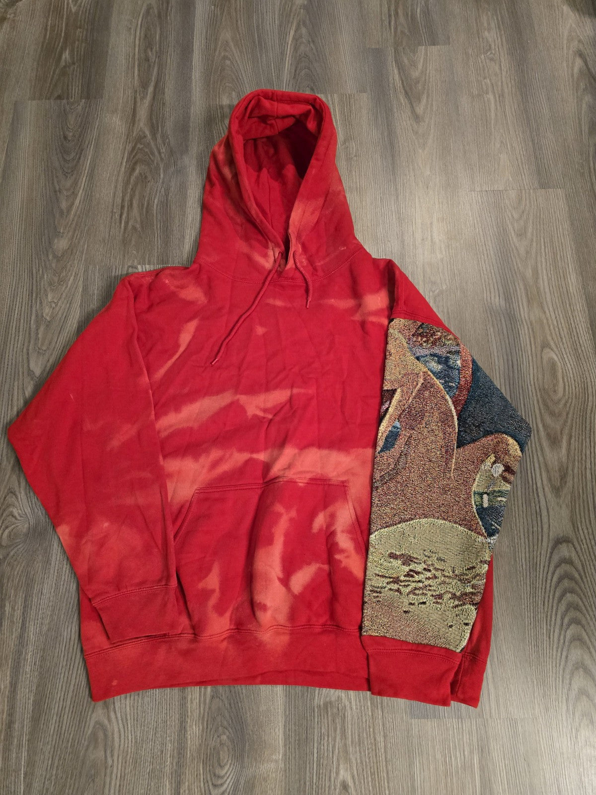 Fuzzyforcefield OOAK Custom Charizard Tye-Dye Hoodie Upcycled Size XL Handmade