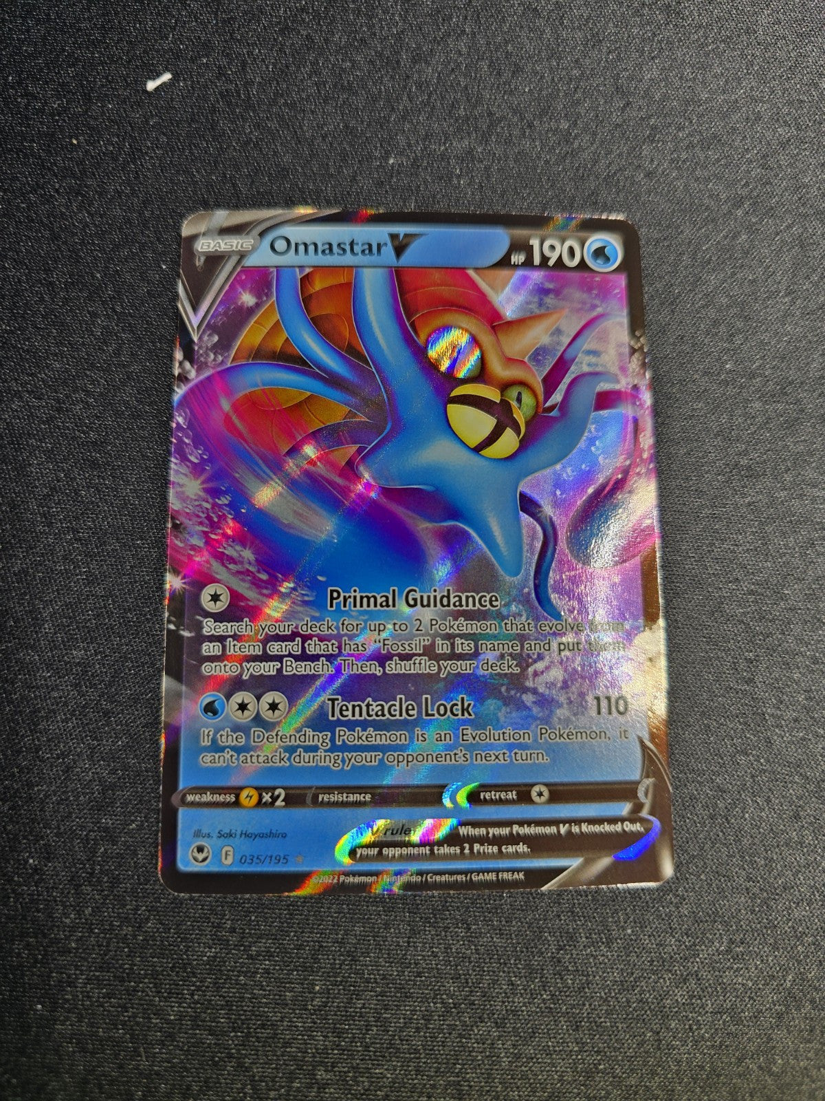 Omastar V 035/195 Pokemon TCG Silver Tempest NM Ultra Rare Full Art Card 2022