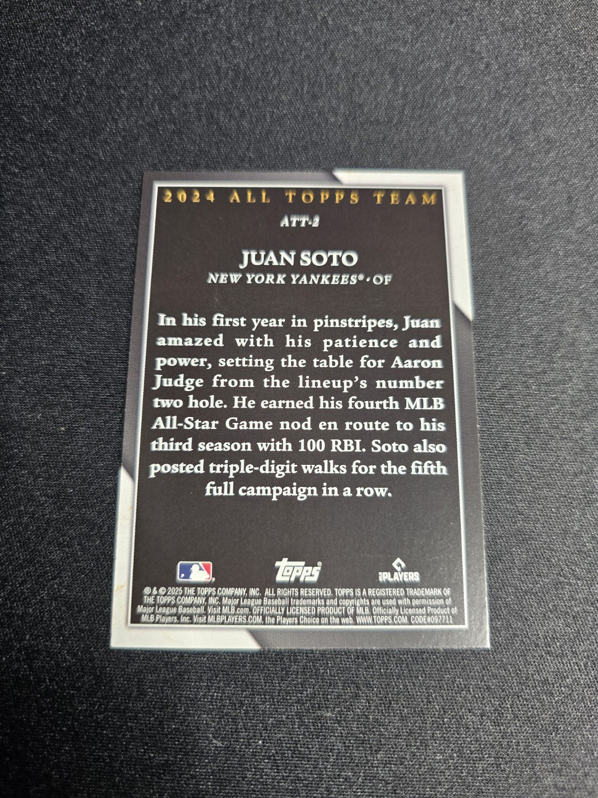 2025 Topps Series 1 Juan Soto All Topps Team Insert #ATT-2 Yankees NM
